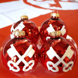 Kerstballen met Leidse sleutels – rood glanzend